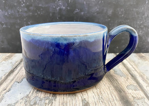 Large Flat Sided Mug - Deep Sea Blue