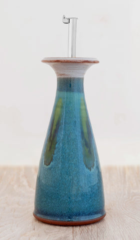 Large Olive Oil Cone Decanter - Peacock Feather