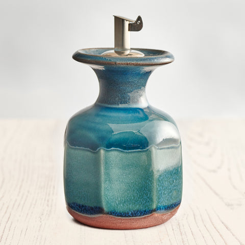 Small Olive Oil Decanter - Aqua Marine
