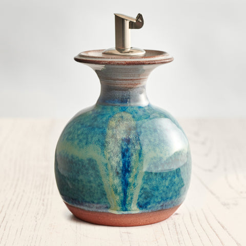 Small Olive Oil Decanter - Peacock Feather
